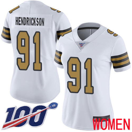 New Orleans Saints Limited White Women Trey Hendrickson Jersey NFL Football 91 100th Season Rush Vapor Untouchable Jersey